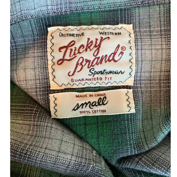 Lucky Brand men green plaid long sleeves casual shirt size small - Picture 3 of 8